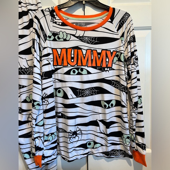 2 Pc MUMMY PJs / Long Sleeve Top & Jogger Style Pants w Orange Trim - Picture 2 of 8